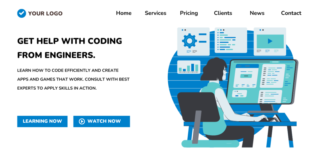 White Blue Modern Website Design Template Facebook Ad